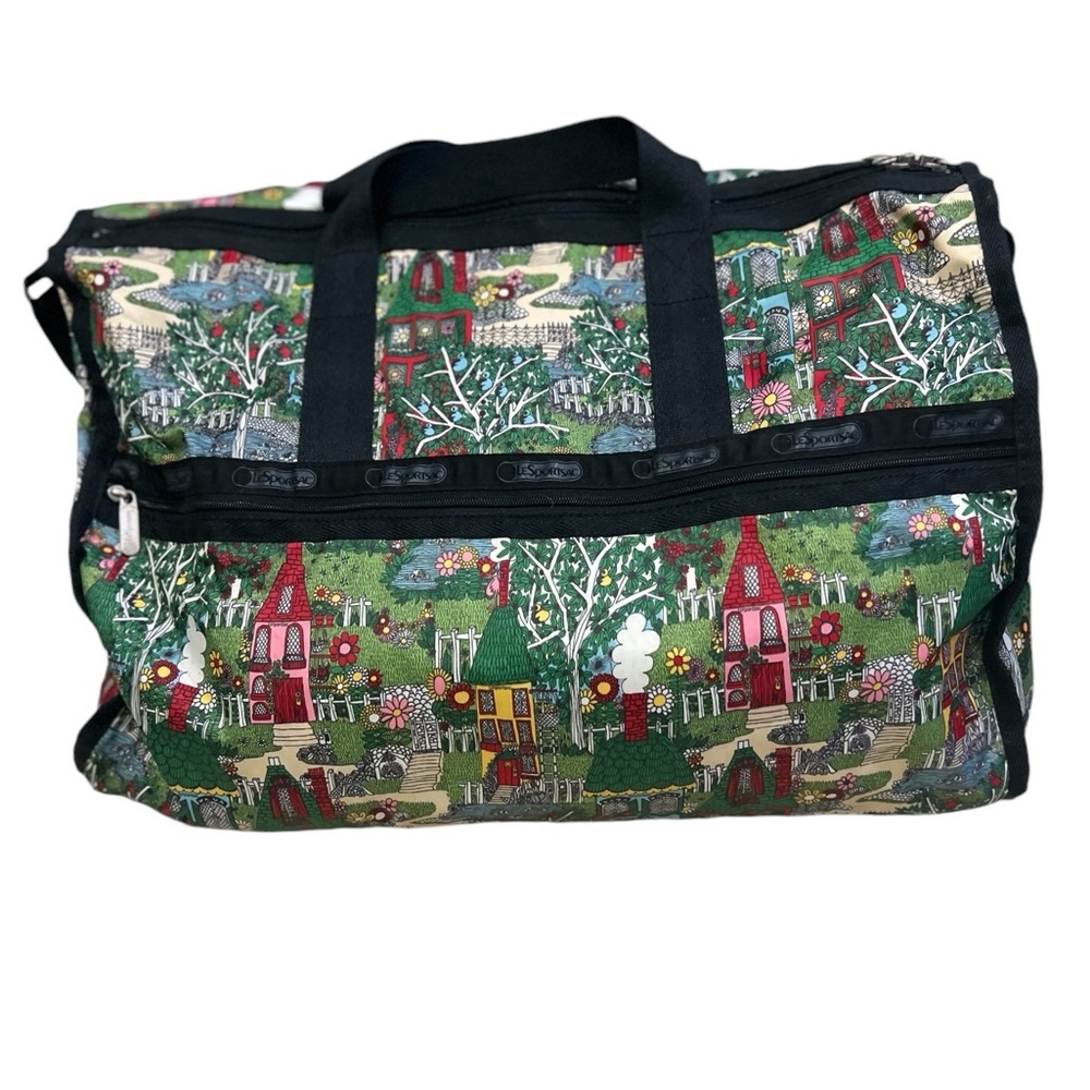 LeSportsac Weekender Duffle Travel Bag Overnight City Town Houses Print - Picture 1 of 8